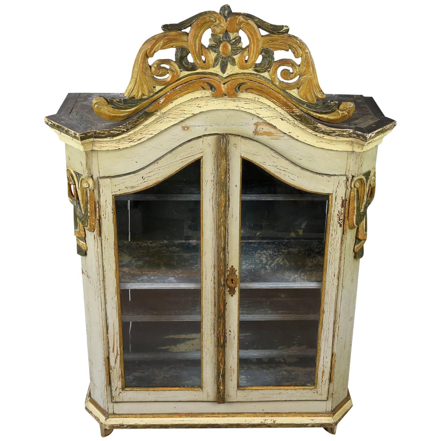 18th Century Swedish Rococo Glazed Cabinet in Original Paint For Sale