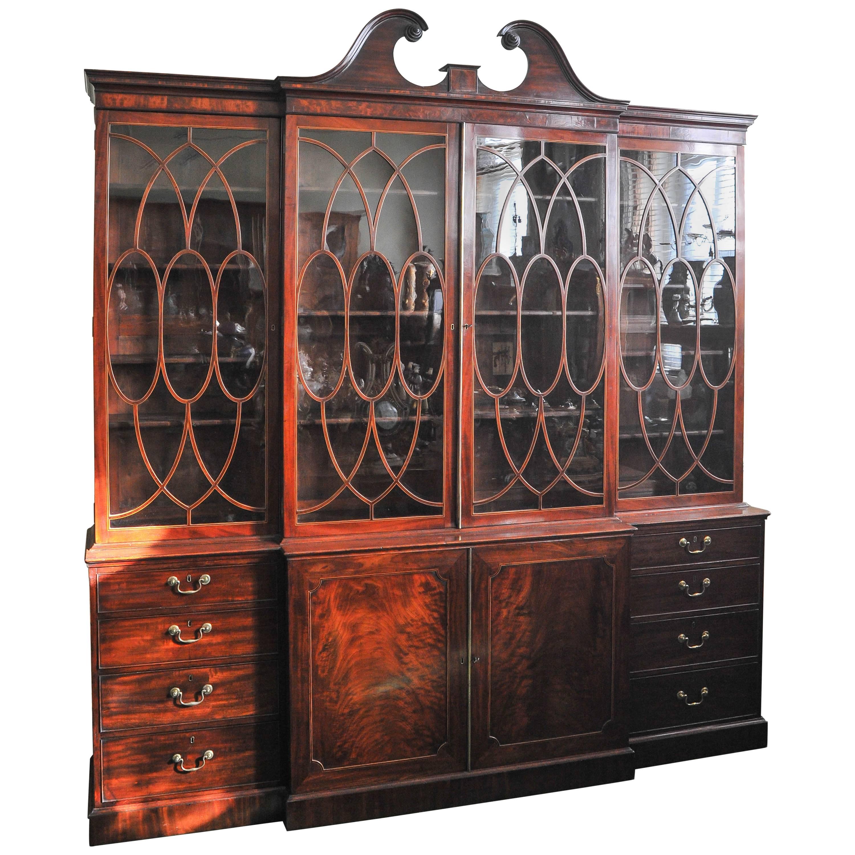 George III Period Library Breakfront Bookcase