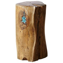 Stern, Stool by Hanni Dietrich - Carved Oak Stool with Resin Inlay