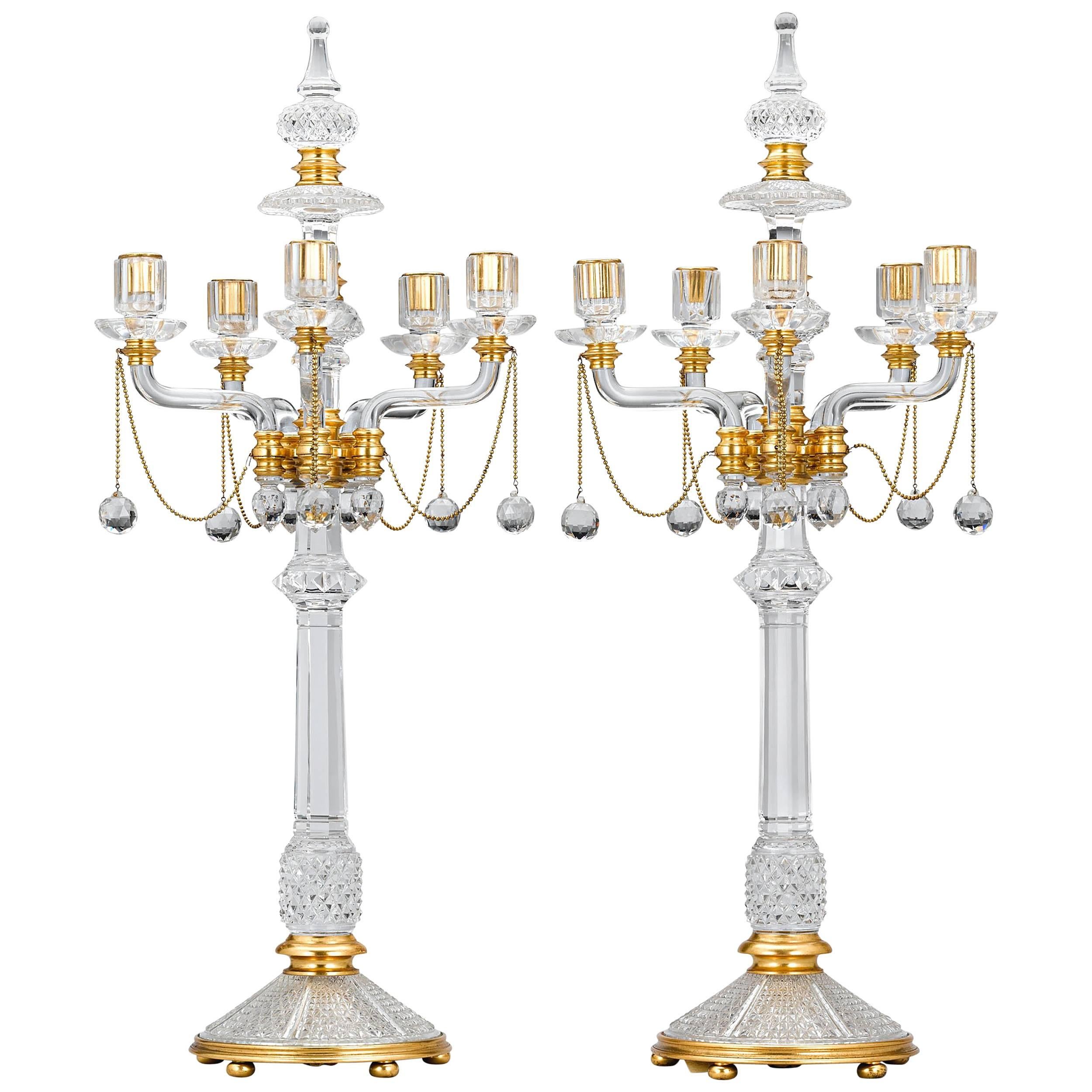 Victorian Crystal and Gilt Bronze Candelabra by F. & C. Osler