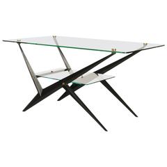 Angelo Ostuni Black and Glass Side Table or Coffee Table