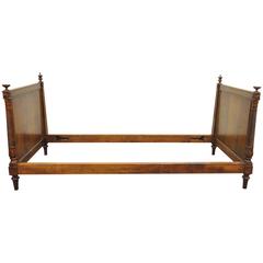 Antique French Louis XVI Directoire Style Carved Walnut Italian Daybed Frame