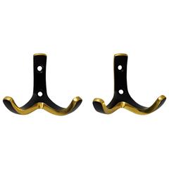 Two Mid-Century Brass Wall Hooks by Hertha Baller, Austria, 1950s Two Mid-Century Brass Wall Hooks by Hertha Baller, Austria, 1950s