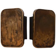 Art Deco Pair of Large Bronze Door Handles