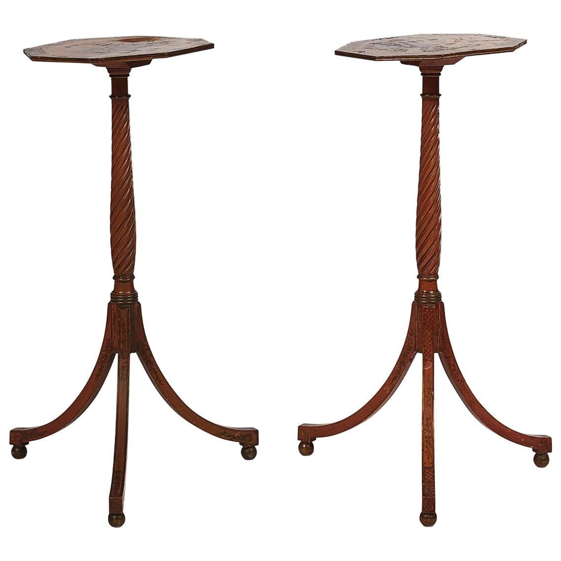 Early 19th Century Regency Pair of Chinoiserie Lacquered End Tables