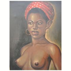 Vintage French Nude Portrait of a Beautiful Young Black Creole Woman