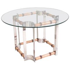 Chromed Steel and Bamboo Dining Table, France, circa 1970