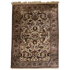 Antique Old Persian Silk Rug, with Soft Colors and Fine Floral Mahal Design
