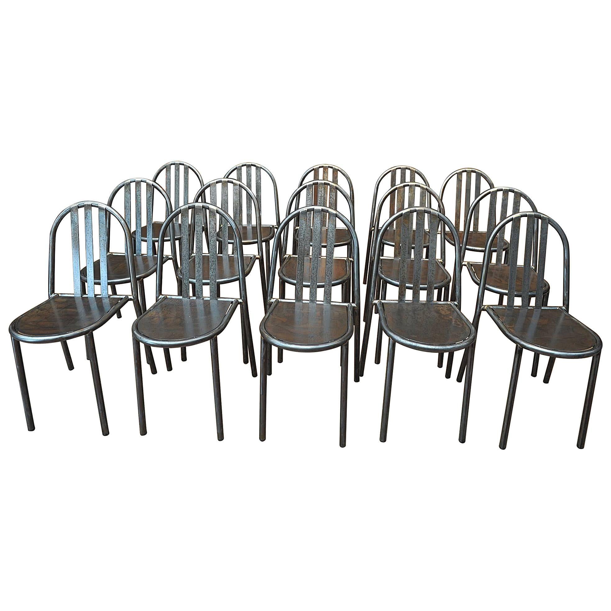 Mallet Steven Vintage Stackable Metal Chairs, 1940