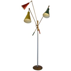 1950s Italian Multi-Colored Modernist Floor Lamp in the Style of Arredoluce