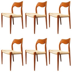 Set of Six Teak Dining Chairs, Model 71 by Niels Otto Møller