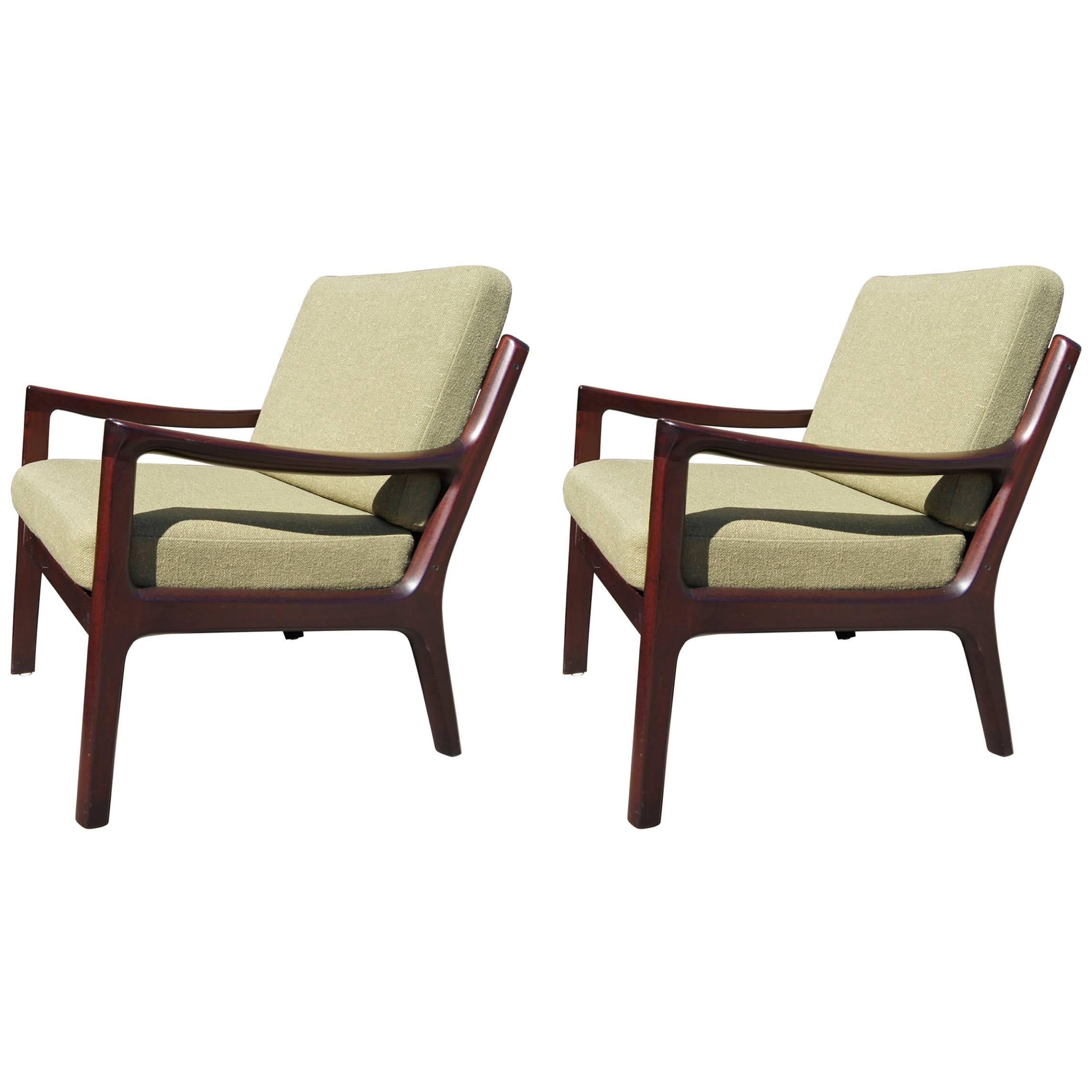 Pair of Senator Armchairs, Model 166, by Ole Wanscher for Cado of Denmark