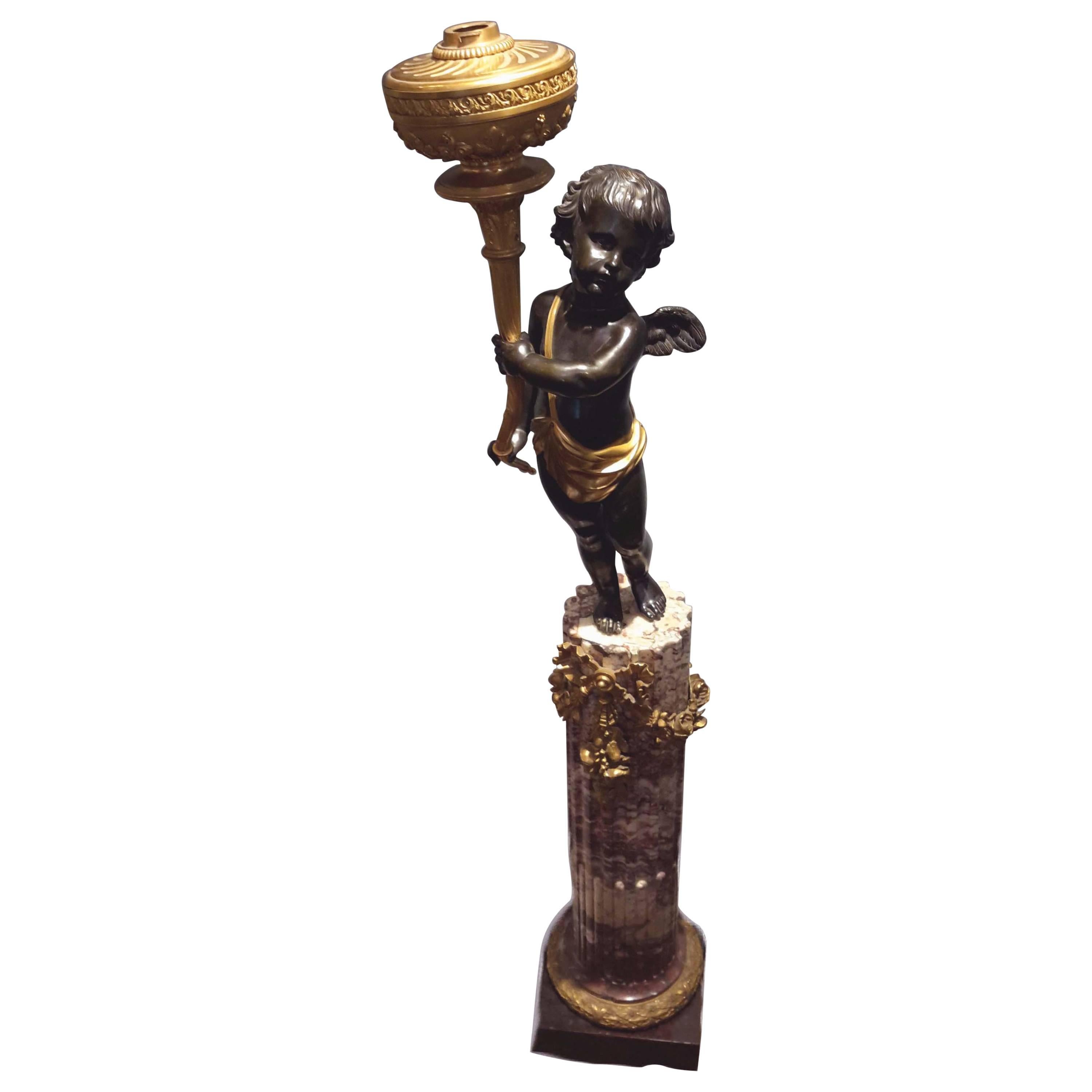 Monumental Figural Torchiere by Henri Vian For Sale