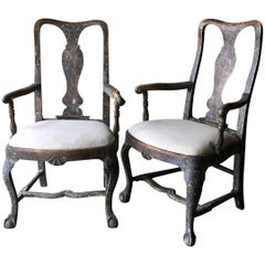 Pair of 18th Century Swedish Period Rococo Armchairs