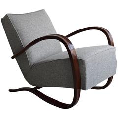 1930s Jindrich Halabala H-269 Bentwood Lounge Chair by Thonet