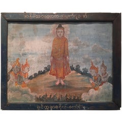 Peinture de temple birmane sur étain