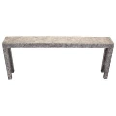 Used Faux Painted Granite Parsons Console Table, 1970s