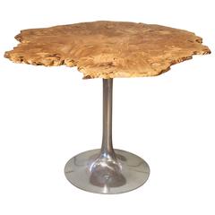 Free Form Modern Dining Table Burl Live Edge Maple Wood & Aluminum Tulip Base 2