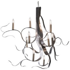 Chandelier in Hand-Hammered Aluminum by Jacques Jarrige "Fiori"