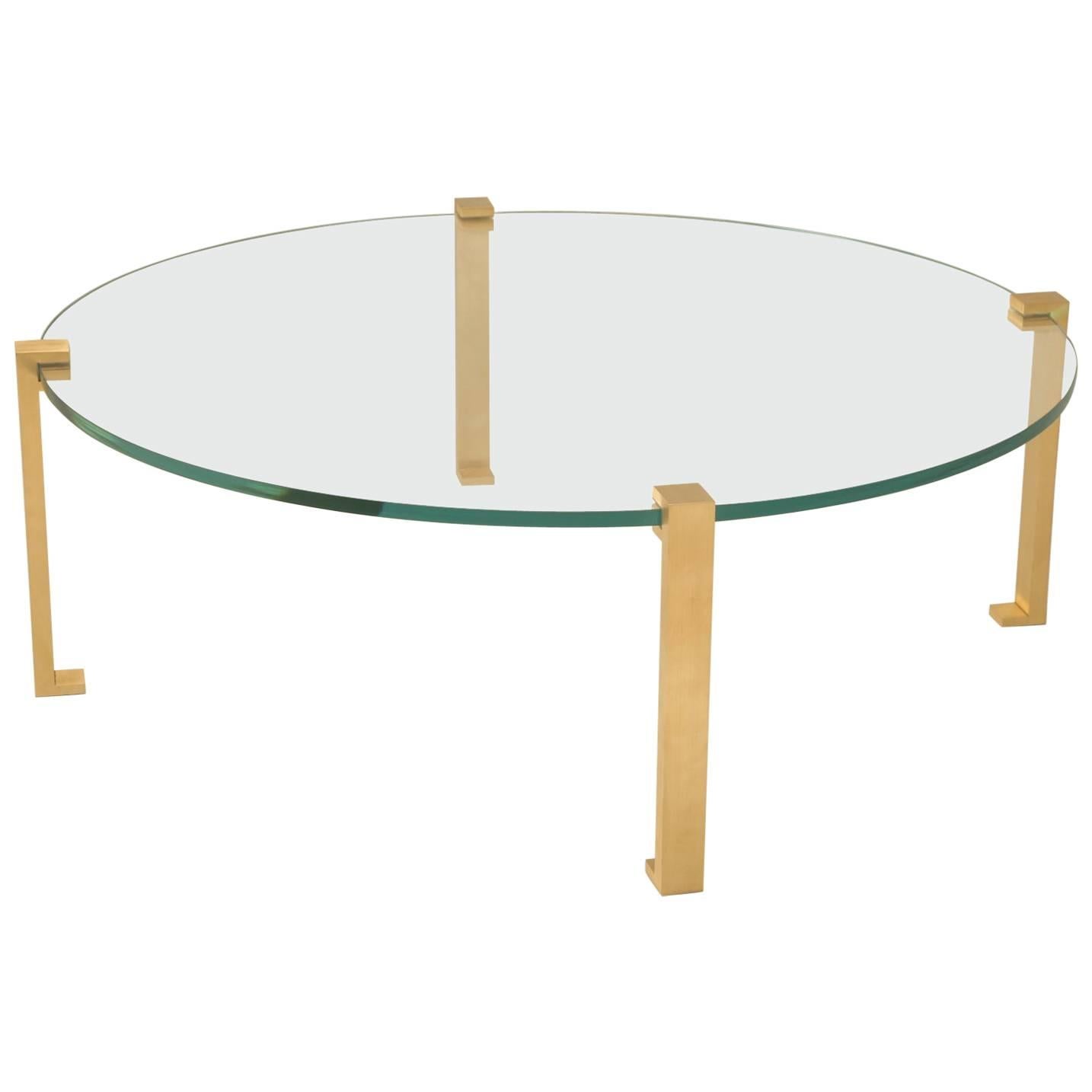 Mid-Century Modern Brass and Glass Coffee Table For Sale