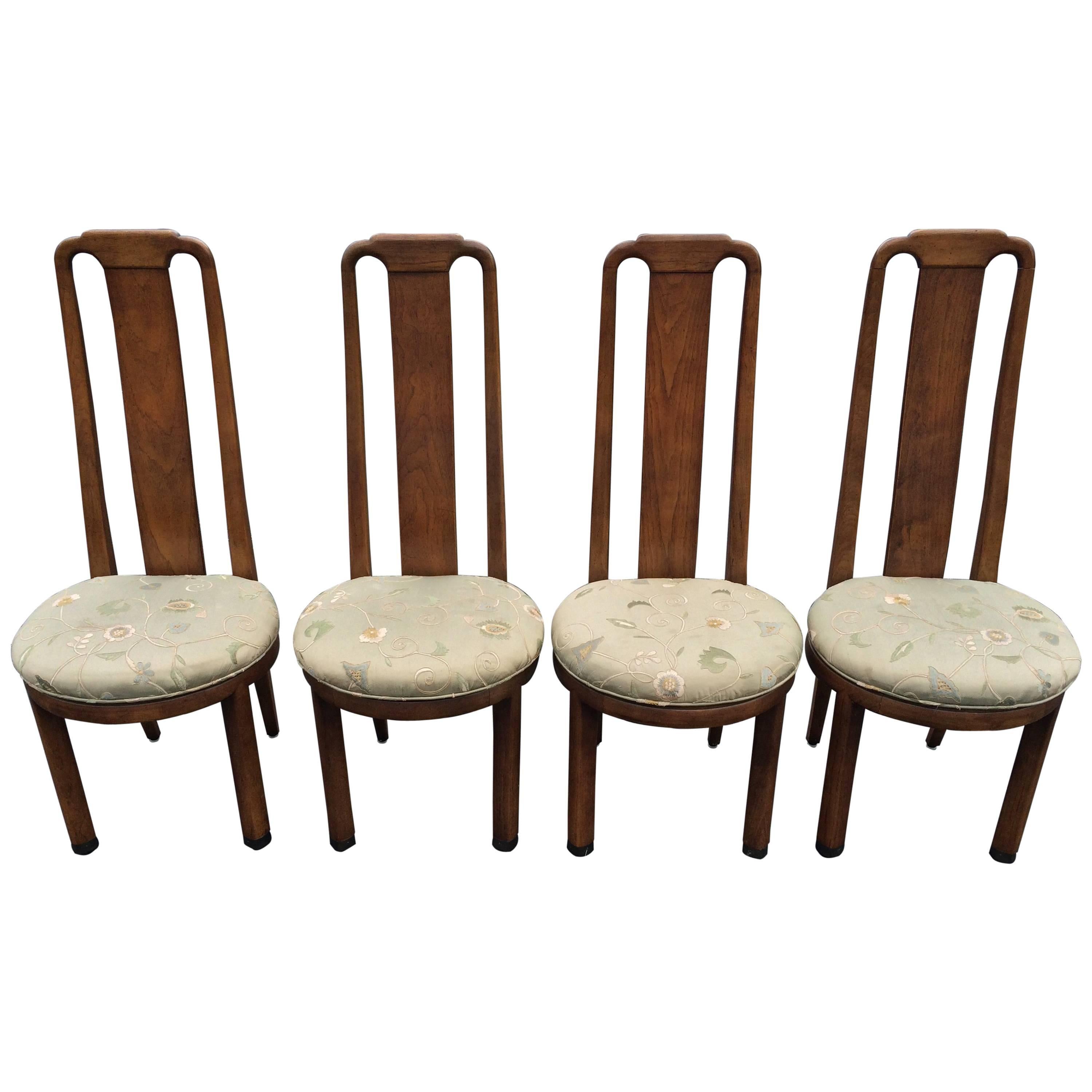 Set of Four High Back Henredon Dining Chairs