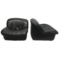 Pair of Italian Black Leather Chairs