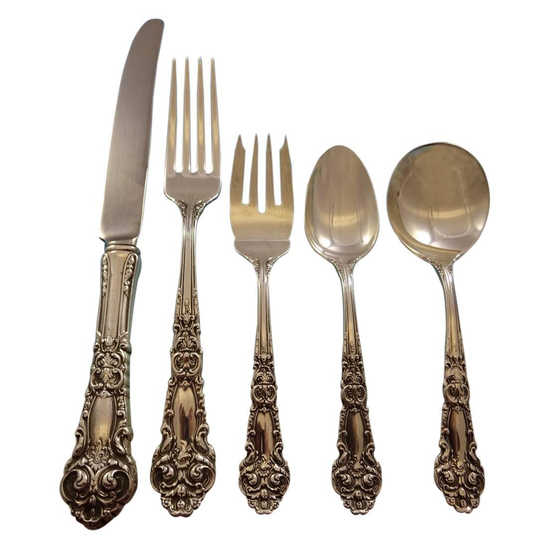 French Renaissance Reed & Barton Sterling Silver Flatware Set Eight Service