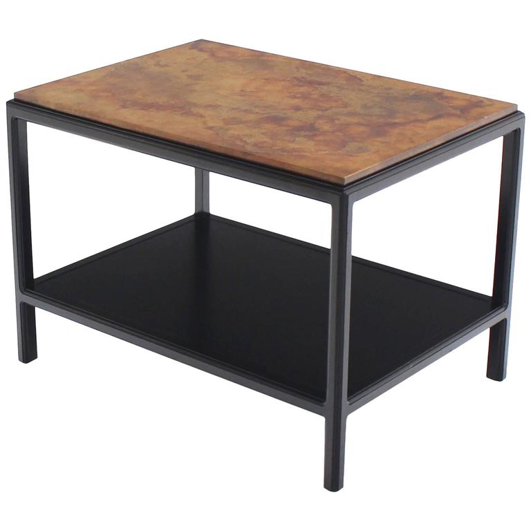 John Stuart Abonized Walnut Base Copper Top Rectangular Side End John Stuart Abonized Walnut Base Copper Top Rectangular Side End Table Stand For