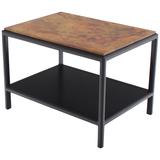 John Stuart Abonized Walnut Base Copper Top Rectangular Side End Table Stand 