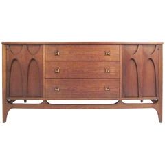 Petite Broyhill Brasilia Sculpted Walnut Sideboard