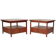 Pair of Large Scale End Tables in Walnut by Milo Baughman 