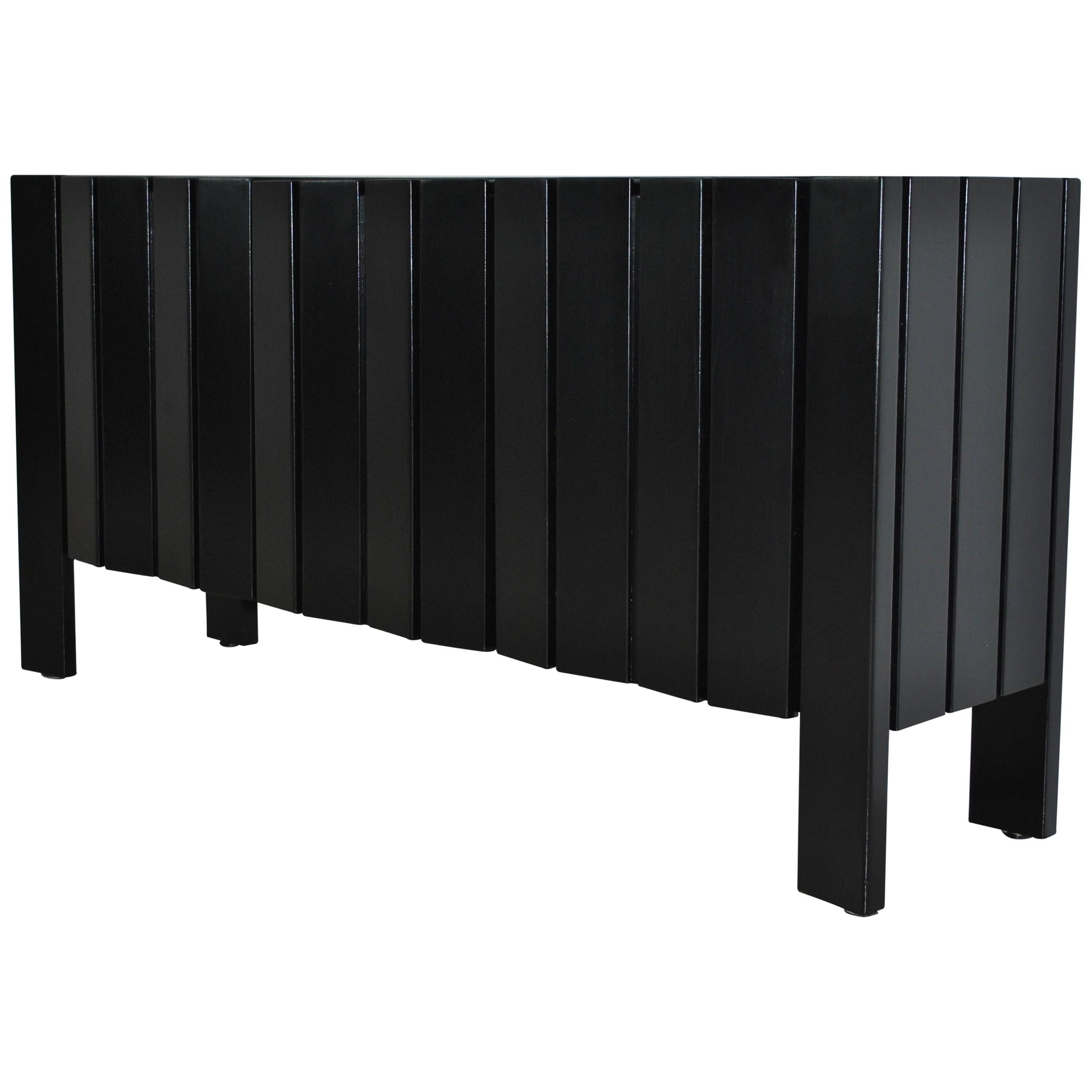 Brutalist Ebonized Elm Sideboard by Maison Regain, France, 1970s For Sale