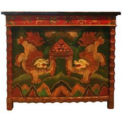 Antique Tibetan Altar Chest, Hand-Painted