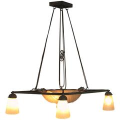 Antique Degue French Art Deco Chandelier, 1920s
