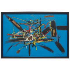 Abstract Painting in Bright Blue Background by Franz Schlitt 12