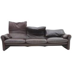 Leather Three-Seat Sofa Maralunga by Vico Magistretti for Cassina, 1973 12