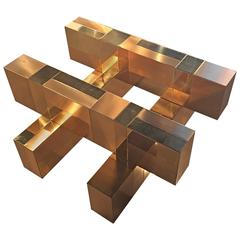 Paul Evans Cityscape Gold Brass Patchwork Coffee Cocktail Table Vintage 7