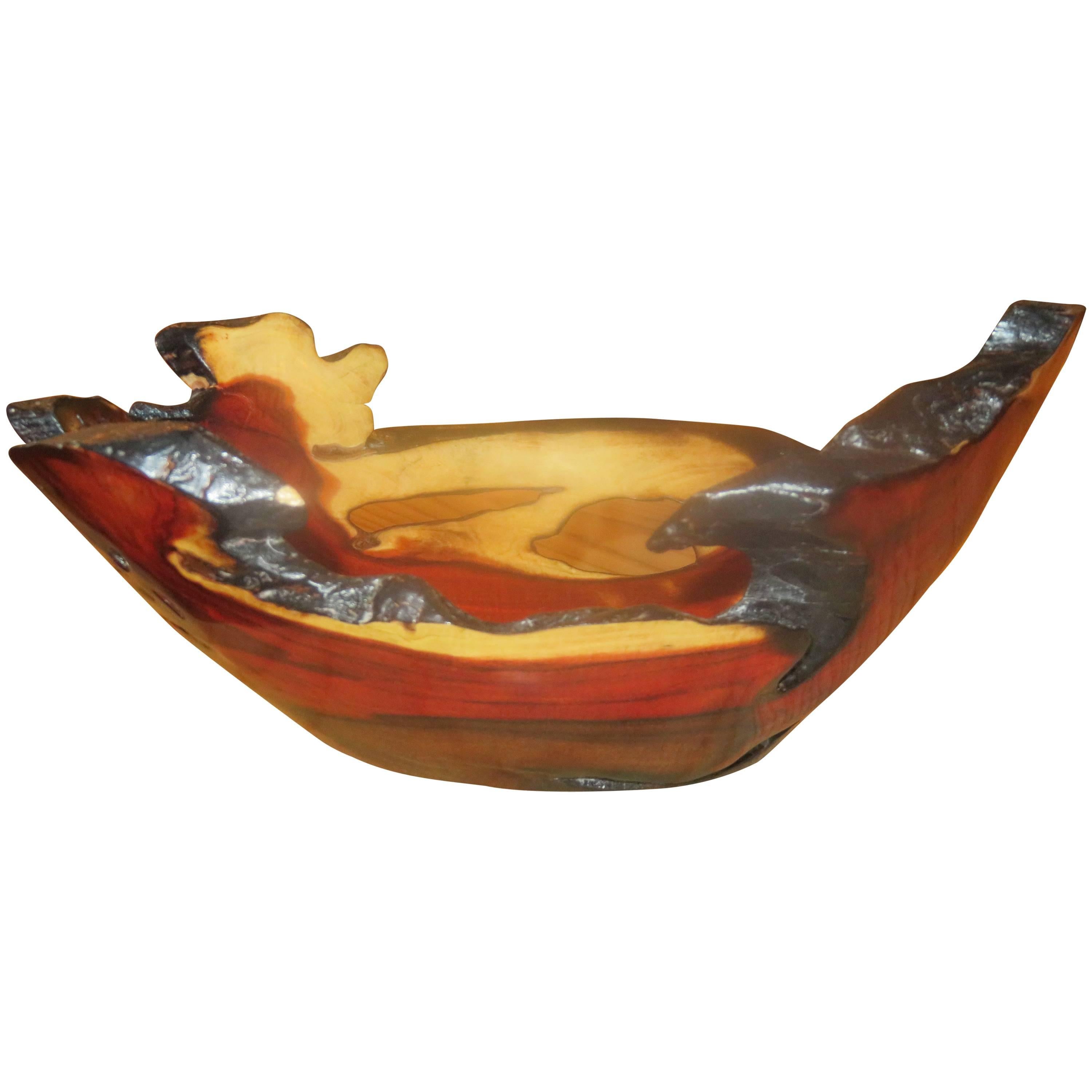 Rare Sculptural Live Edge Brazil Wood Bowl