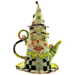 Vintage Rare Figural Porcelain Hand Crafted Teapot by Irina Zaytceva Estate Find