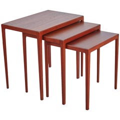 Refinished Eske Kristensen Teak Nesting Tables by Ludwig Pontoppidan, circa 1960