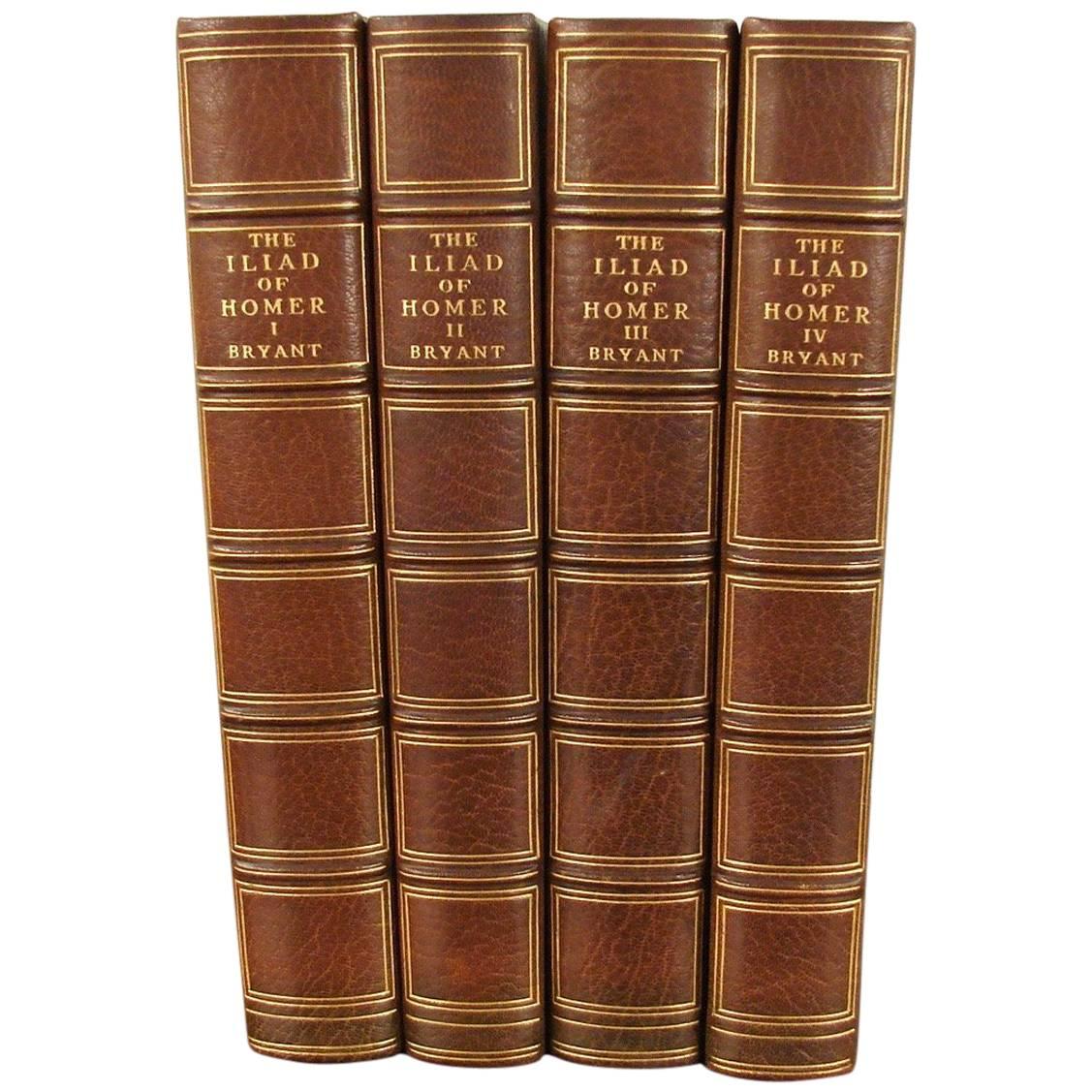Homer's Illiad Limited Edition in Four Volume Leather Bound Set 