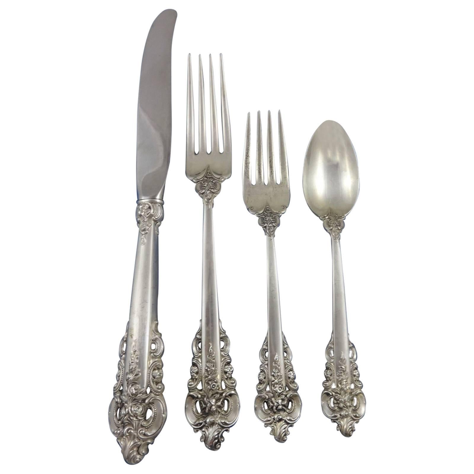Grande Baroque by Wallace Sterling Silver Flatware Set Service Dinner 66 Pieces  For Sale
