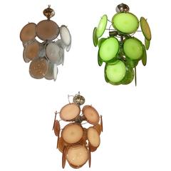 One of a Group of Murano Glass Circular Disk Ceiling Lights 4