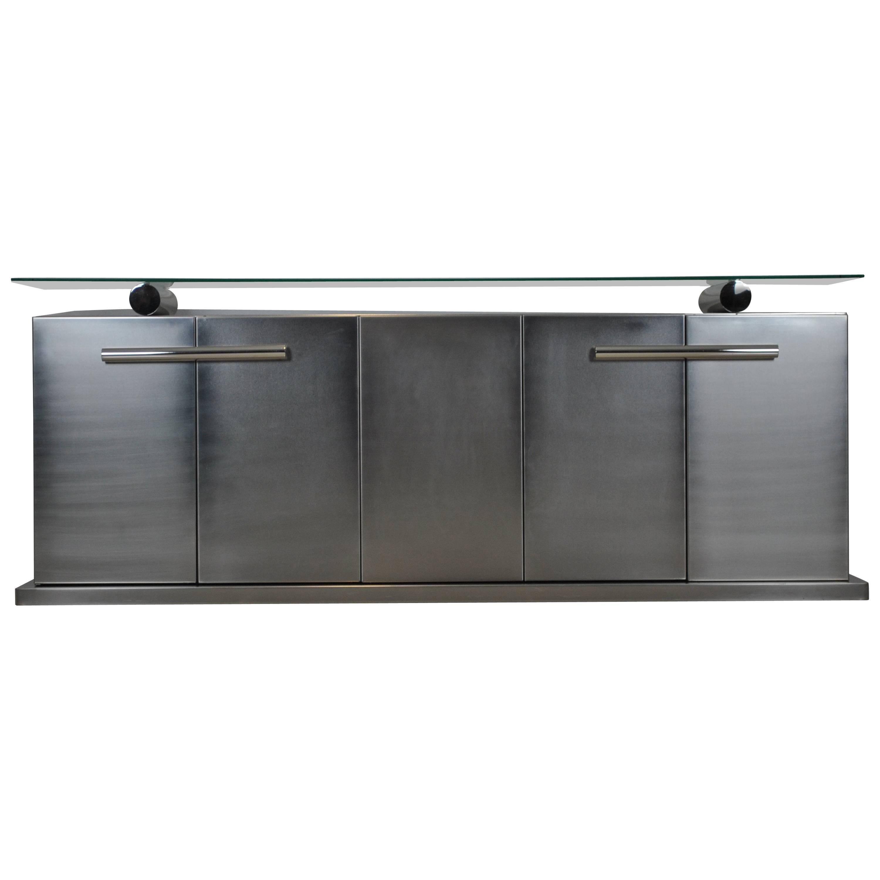Spectacular Stainless Steel Sideboard by Koenraad Dewulf for BelgoChrom For Sale