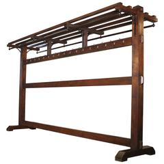 Large 10' Vintage Clothing Coat Wooden Rack Storage 6