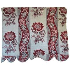 18th Century French Antique Blockprinted Large-Scale Red Floral Cotton Panel 7