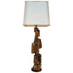 Large Brutalist Cubist Table Lamp by Maurizio Tempestini 1970's