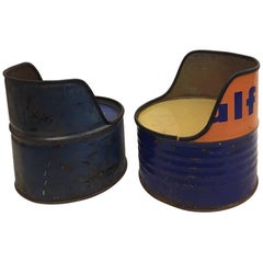 Retro Pair of Mid-Century Pop Art / 'Arte Povera' Oil Barrel Lounge Chairs, c. 1960