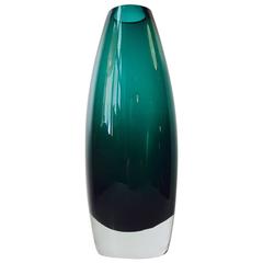 Turquoise Mid-Century Glass Vase by Tamara Aladin for Riihimaen Lasi Oy Finland