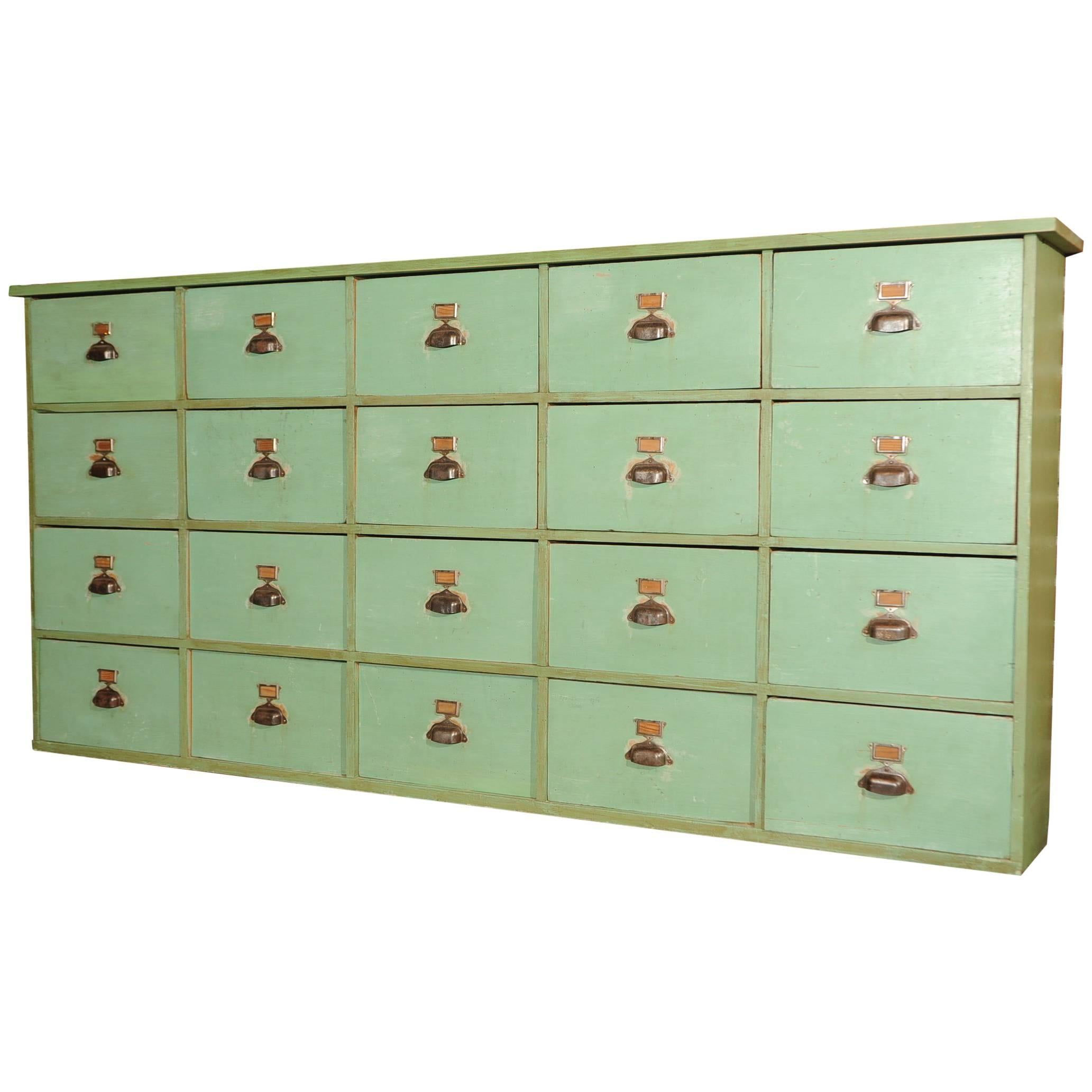 French Industrial 20-Drawer Mercantile Cabinet